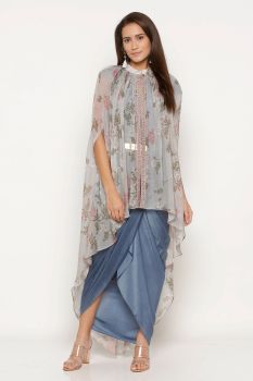 Drape Dress With Cape