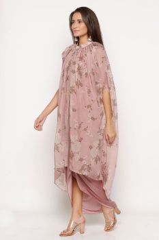 Drape Dress With Cape