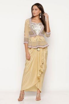 Draped Skirt With Top And Jacket