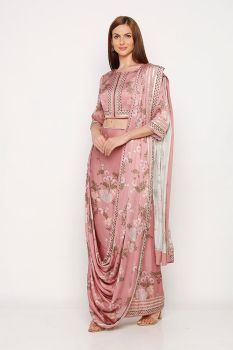 Pre Drape Saree With Top