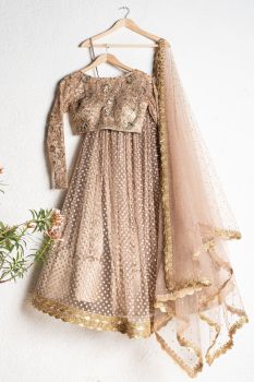 Rosewood And Gold Lehenga Set