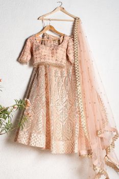 Salmon Pink Gota Patti Lehenga Set