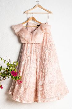 Soft Shell Ruffle Blouse With Soft Shell Sequence Lehenga