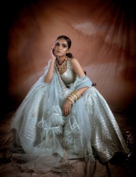 Blueberry Gray Tulle Lehenga With Blueberry