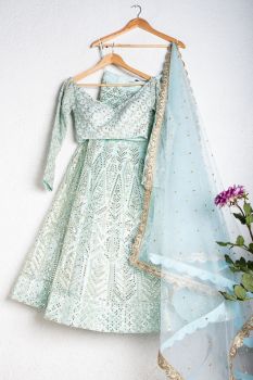 Aqua Style Blue Gota Patti Lehenga Set