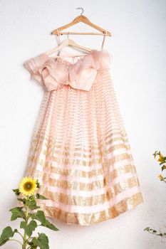 Rose Pink Lehenga With Soft Shell Ruffle Blouse