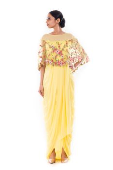 Scarlet Floral Embroidered Gown