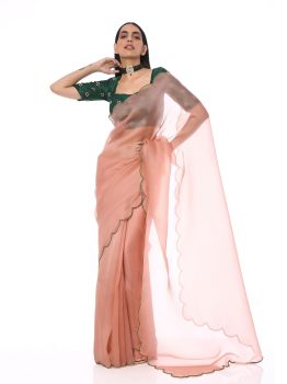 Onion pink/Emerald green Saree