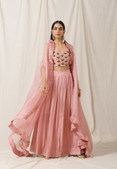 Onion Pink Palazzos with Onion Pink Cape