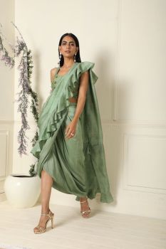 Ruffle saree