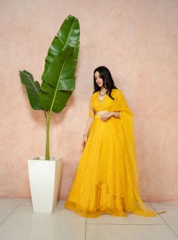 Satin Ggt Lehenga (Yellow)
