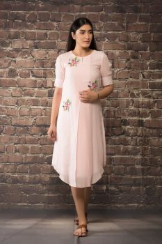 Baby pink handloom linen twill tunic
