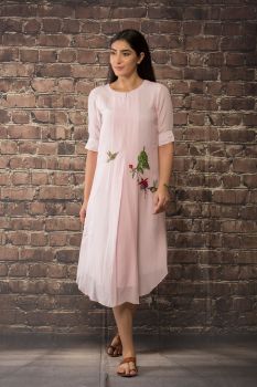 Baby pink linen silk tunic