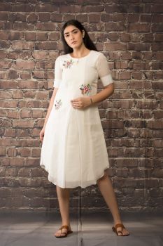 white handloom linen twill tunic .