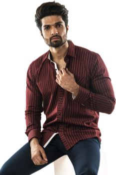 An Oxblood Pinstriped Shirt