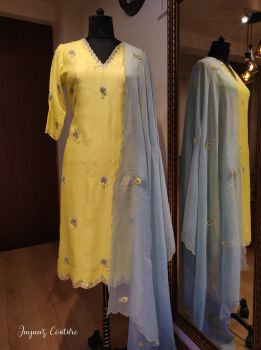 Lime yellow kurta sharara and dupatta