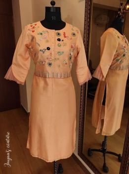 Peach Embroidered Kurta pant set