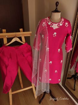 Rani 3D Work kurta pant Dupatta set