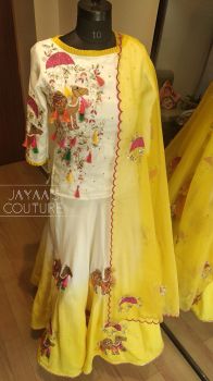 Shaded yellow off-white Lehenga blouse