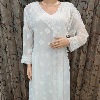 Georgette Chikankari Angrakha Kurti