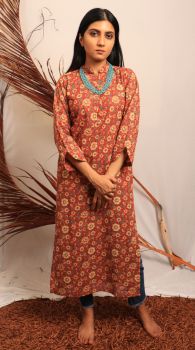 Kalamkari High-neck kurti