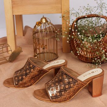 Rose Gold Laser Cut Block Heels