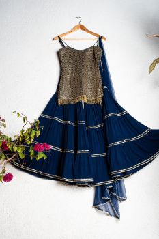 Midnight Blue And Sharara Set