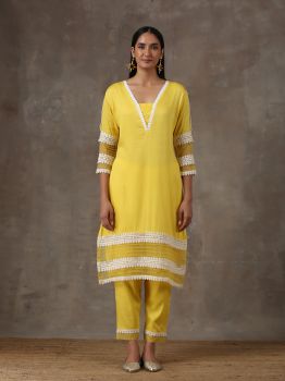 Sunshine yellow kurta set (Set of 2)