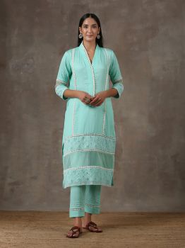Turquoise Blue kurta set(Set of 2)