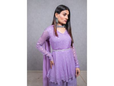 Lilac emb. Peplum Set