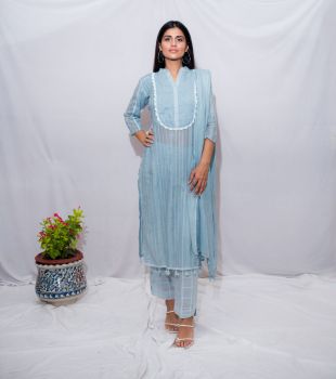 Sky Blue Mulmul Kurta Set