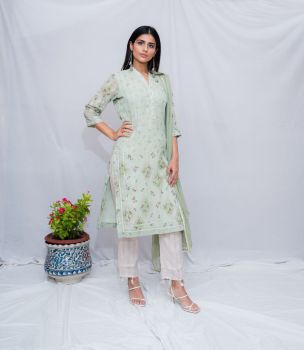 Green Floral Printed Cotton Set