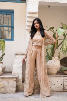 Beige gilet crop top