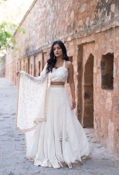 White embroidered lehenga