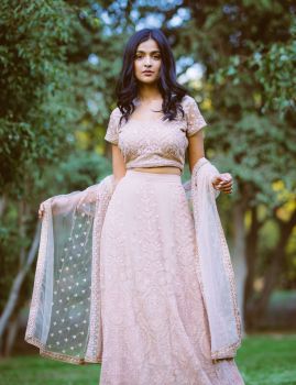 Pale pink lakhnavi lehenga