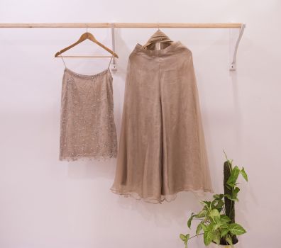 Nude Spaghetti Sharara Set