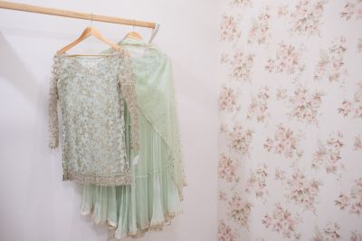 Pastel green sharara set