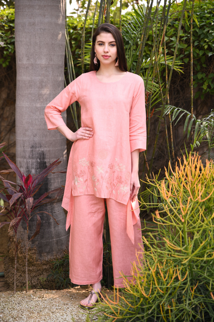 Salmon high-low tunic