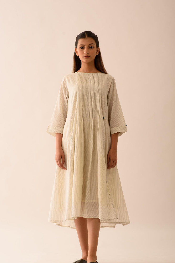 Long Stripe Dress With Lining