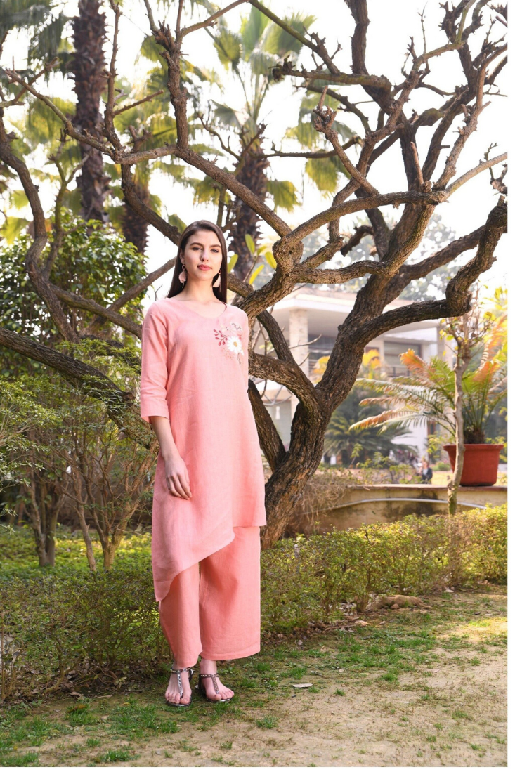 Salmon asymmetrical tunic
