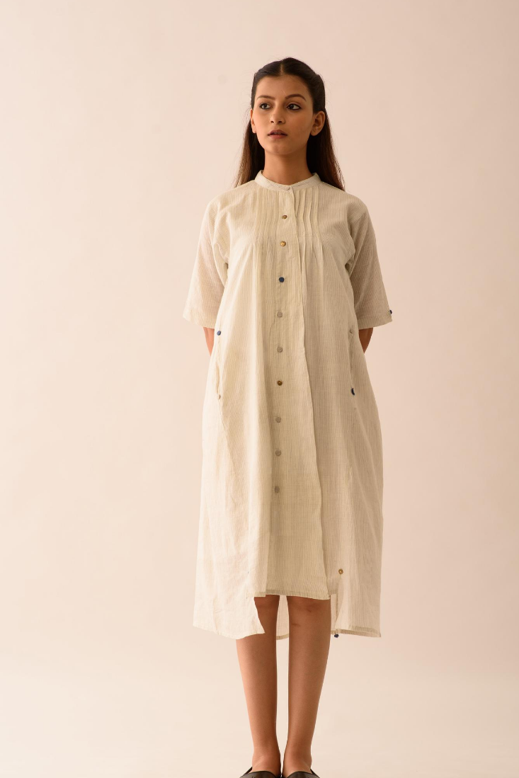 Stripe Shirt Dress With Lining