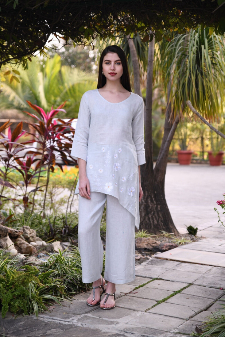 Sky blue asymmetrical tunic