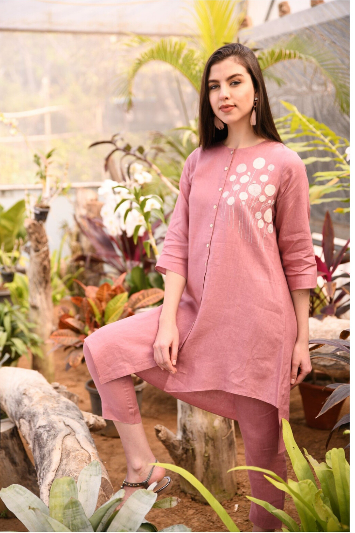 Rose pink asymmetrical tunic