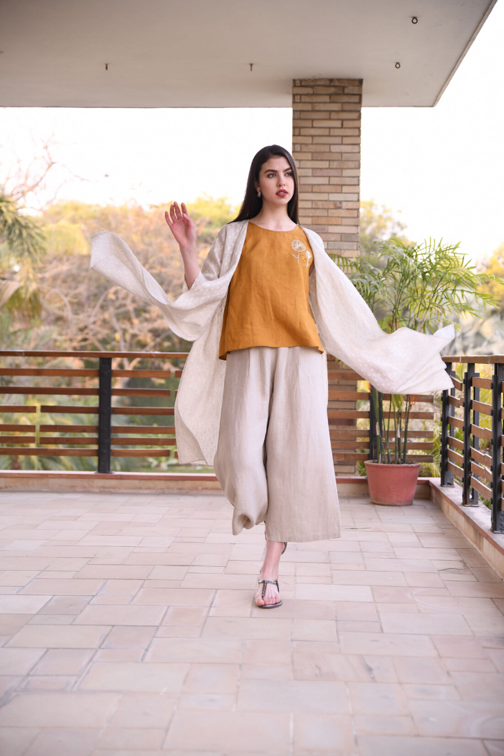 Beige wide pants