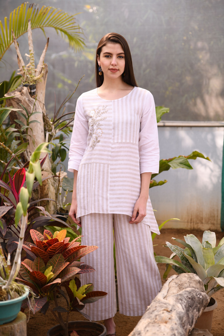 Beige stripe tunic