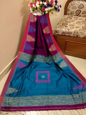 Multi Colour Pure Handloom Silk Cotton Saree From Bengal