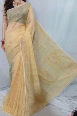 Brown Pure Handloom Silk Cotton Saree From Bengal