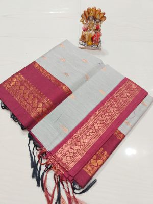 Gray Pure Handloom Gadwal Saree From Bengal