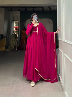 Voilet Red Pure Handloom Alia Cut Suit