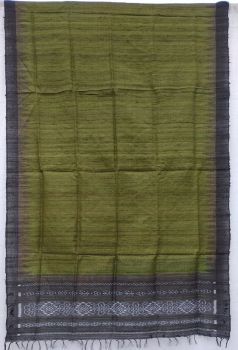 Mehandi Green Pure Tussar Ghicha Silk Stole